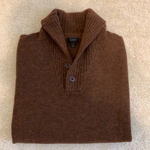 NWOT J. Crew Lambs Wool Shawl Henley Sweater